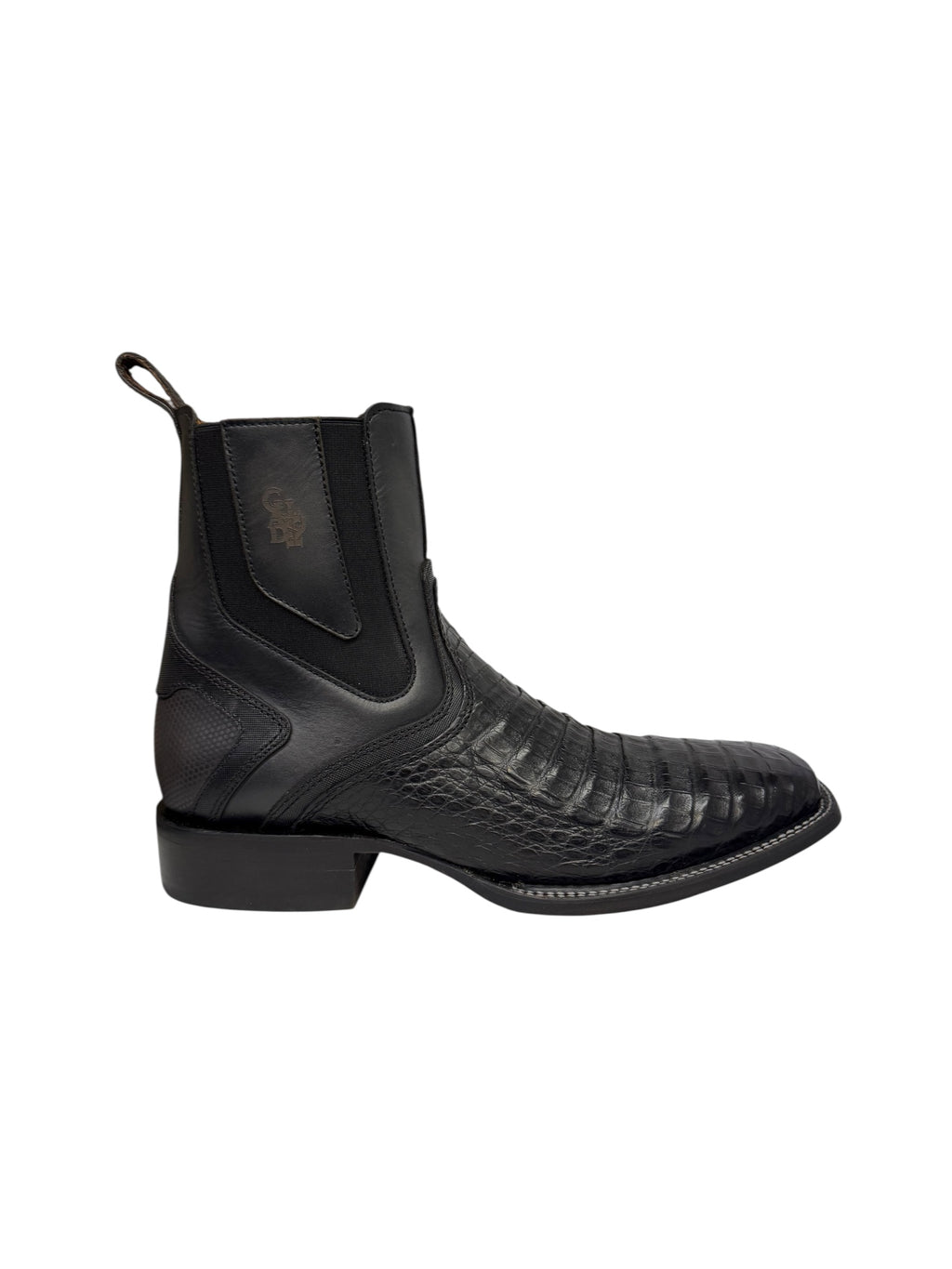 Cuadra Caiman Belly Black Zipper & Elastic Ankle Boot - CU891
