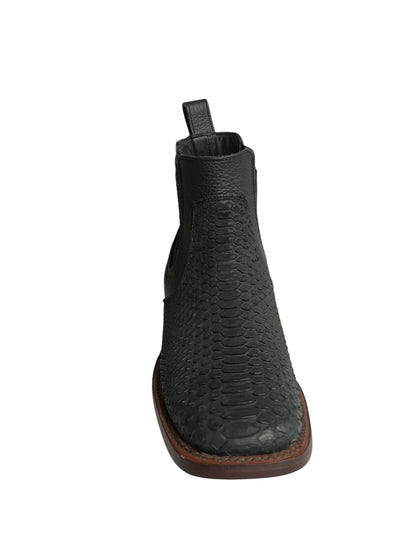 Los Altos Ankle Boot Square Toe Python Nobuck Black - 82BVN5705