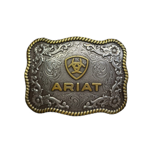Ariat Antique Silver And Gold Oval Cowboy Belt Buckle