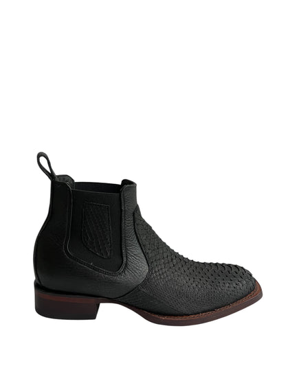 Los Altos Ankle Boot Square Toe Python Nobuck Black - 82BVN5705