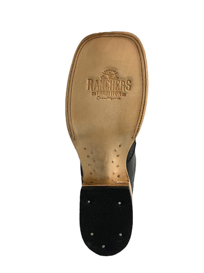 Ranchers Ankle Boot Square Toe Python Black