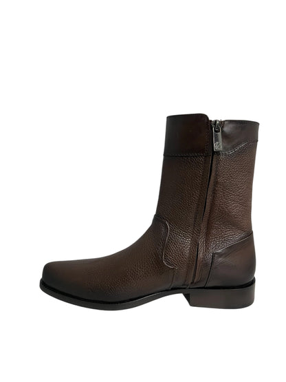 Franco Cuadra Ankle Boot Brown Deer Zipper Round Toe - FC581