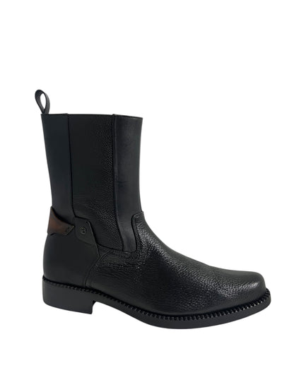 Franco Cuadra Ankle Boot Black Deer Zipper Round Toe - FC659