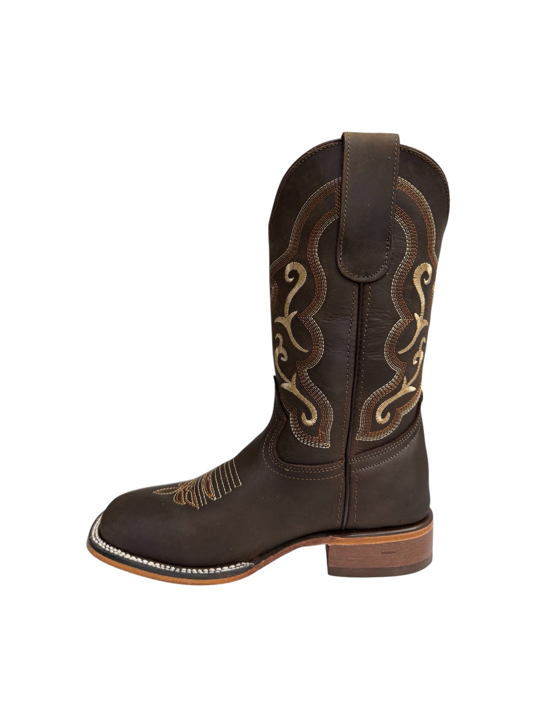 Potrillo Crazy Bovine Brown Square Toe Womens Boot - 422