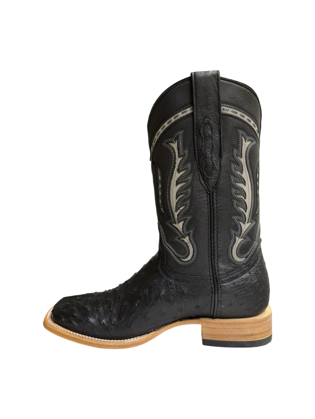 Ranchers Ostrich Black Square Toe Cowboy Boot