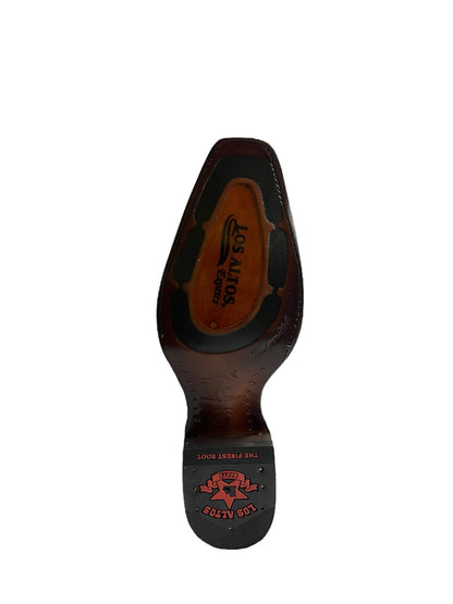 Los Altos Ostrich Leg And Deer Black European Square Toe - 76F0505
