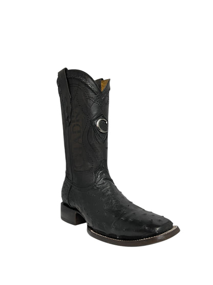 Cuadra Square Toe Black Ostrich - CU662