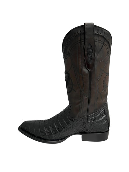 Cuadra Caiman Belly Plunge Black Round Toe - CU422