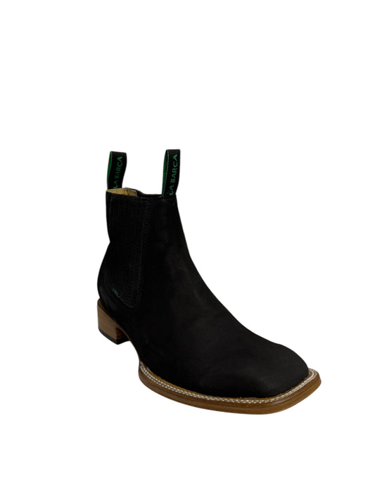 La Barca Square Toe Nobuck Black Ankle Boot - 935