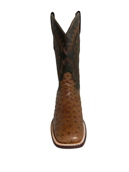Red Diamond Ostrich Brown Square Toe