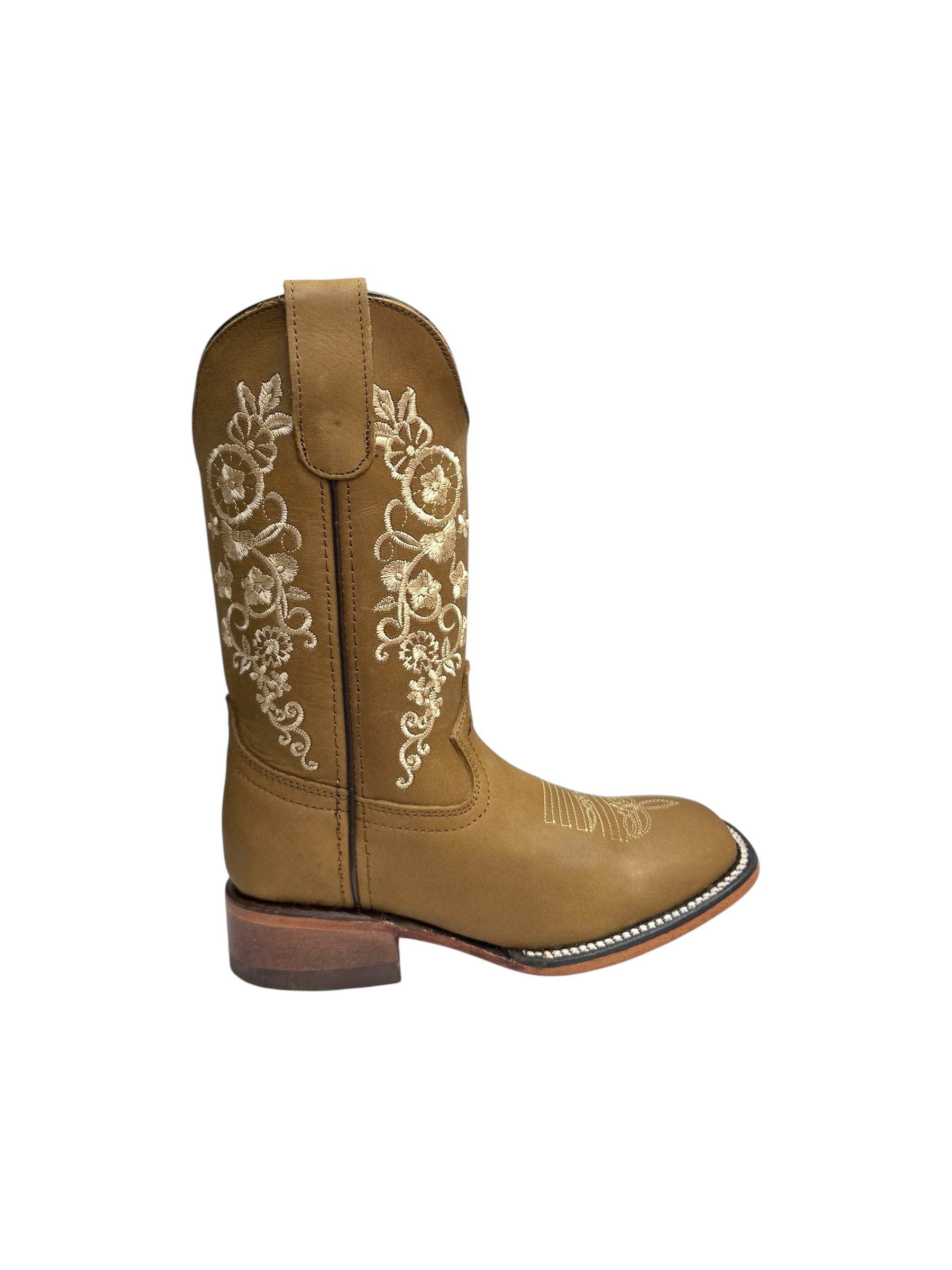 Potrillo Embroidered Ocre Square Toe Womens Boots - 413