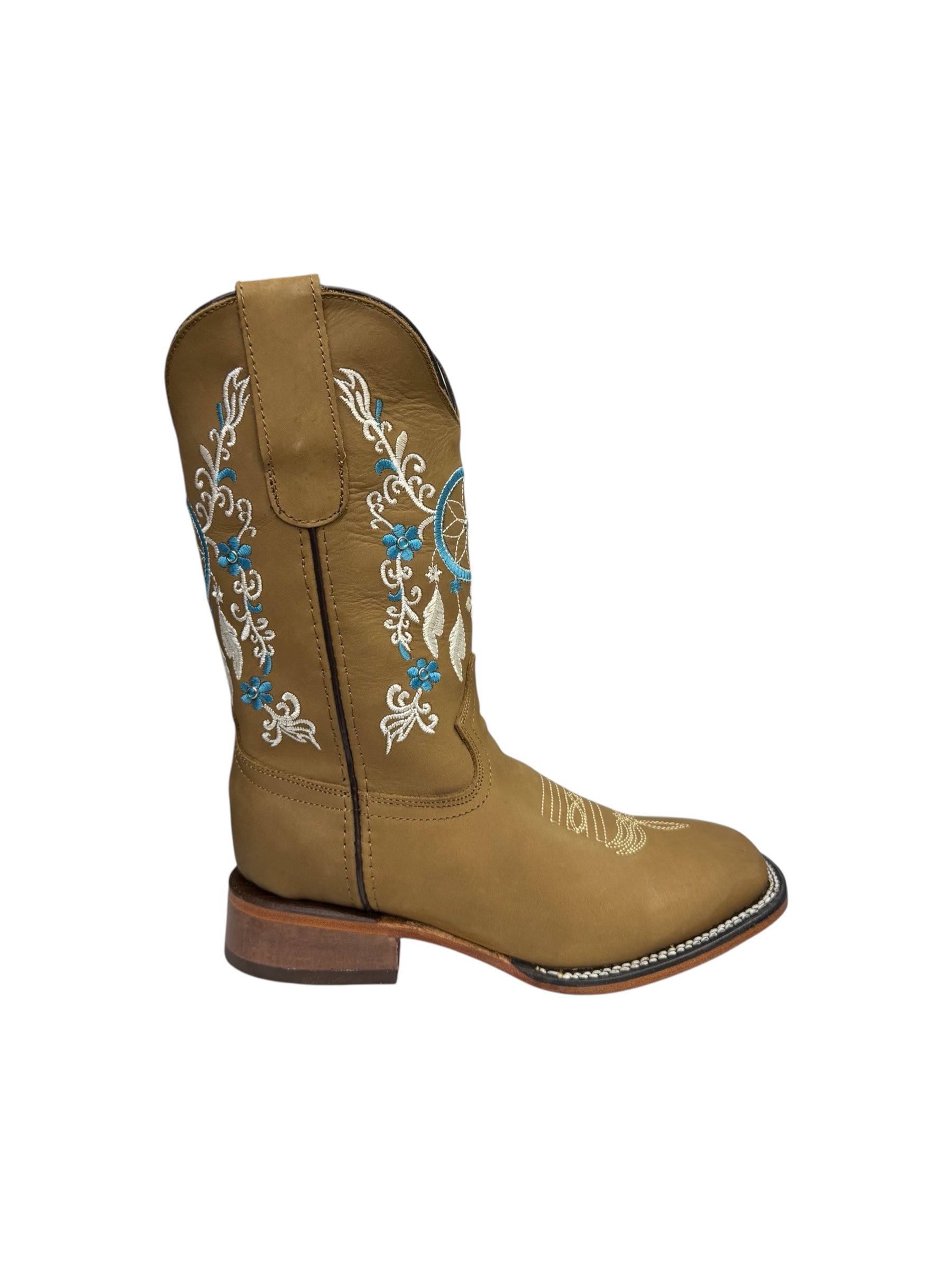 Potrillo Aztec Embroidery Ocre Square Toe Womens Boot - 434