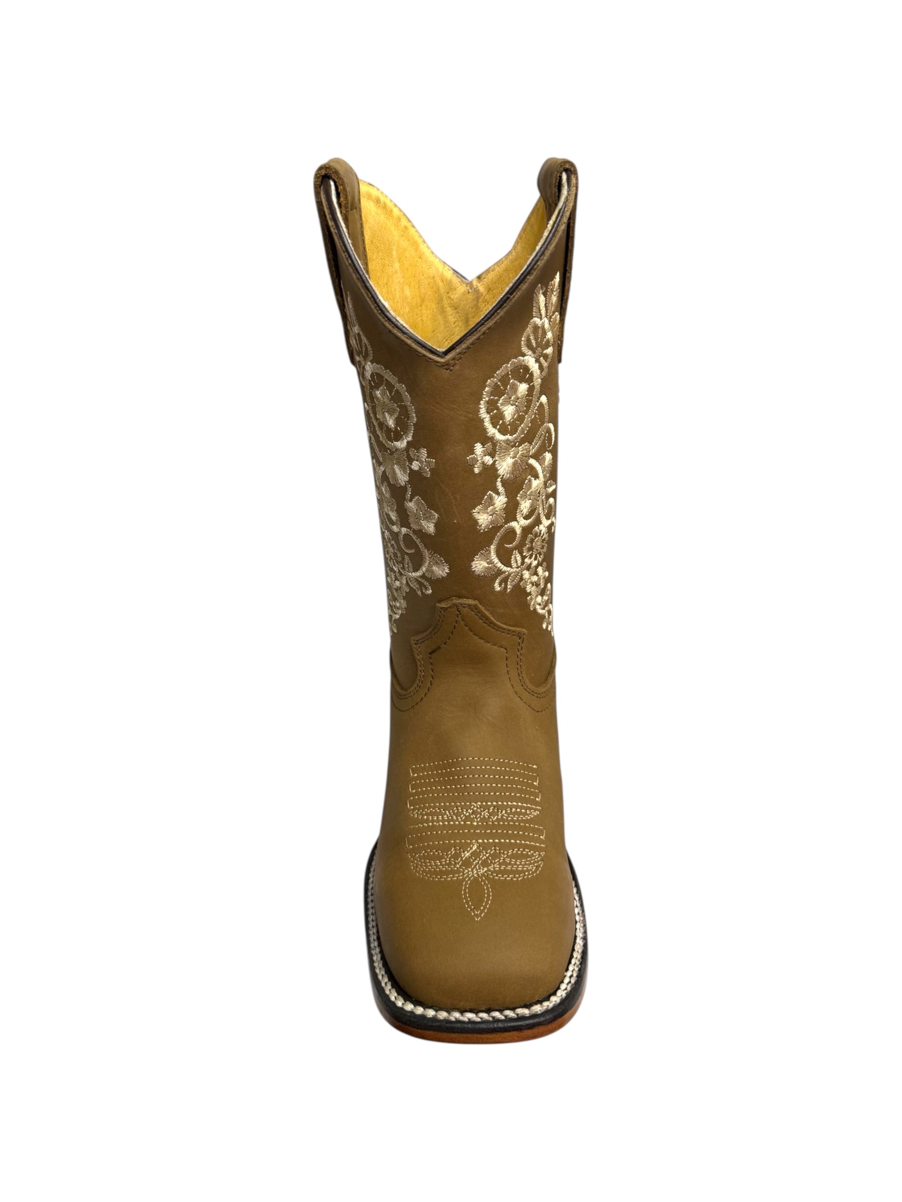 Potrillo Embroidered Ocre Square Toe Womens Boots - 413
