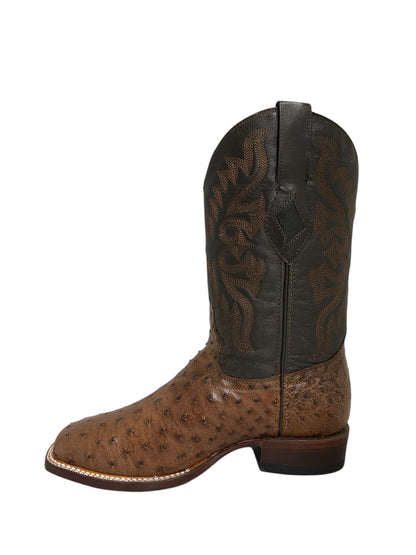Red Diamond Ostrich Brown Square Toe