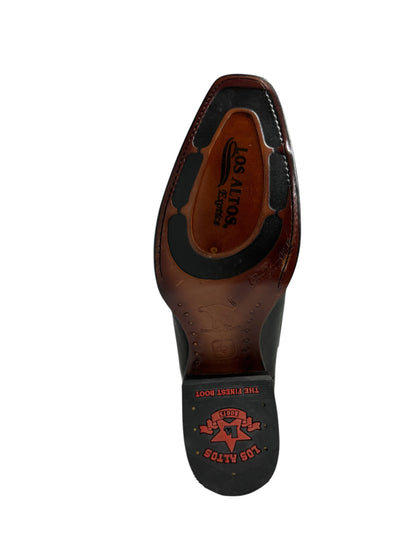 Los Altos Ostrich Leg And Deer Black Cherry European Square Toe -76F0518