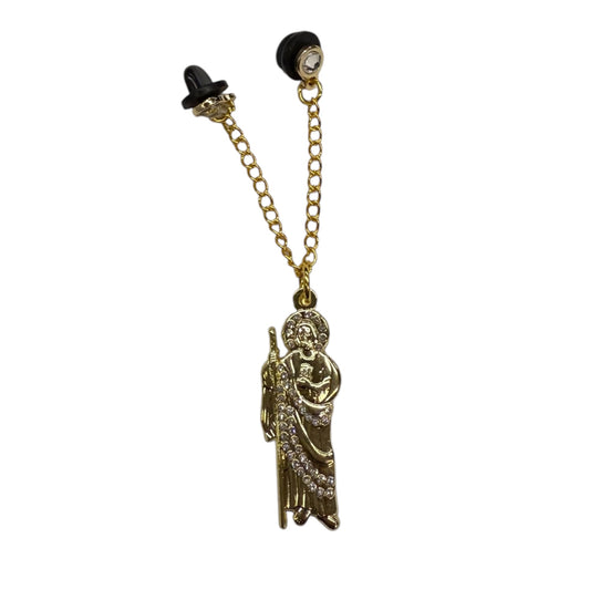 San Judas Tadeo Gold Chain Hat Pin