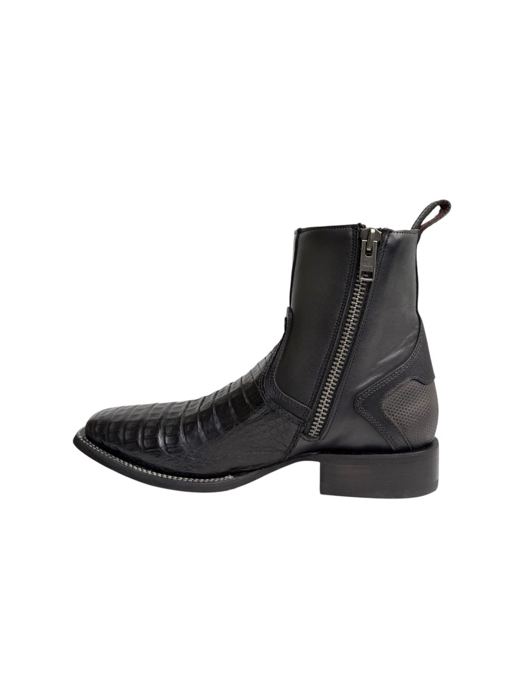 Cuadra Caiman Belly Black Zipper & Elastic Ankle Boot - CU891
