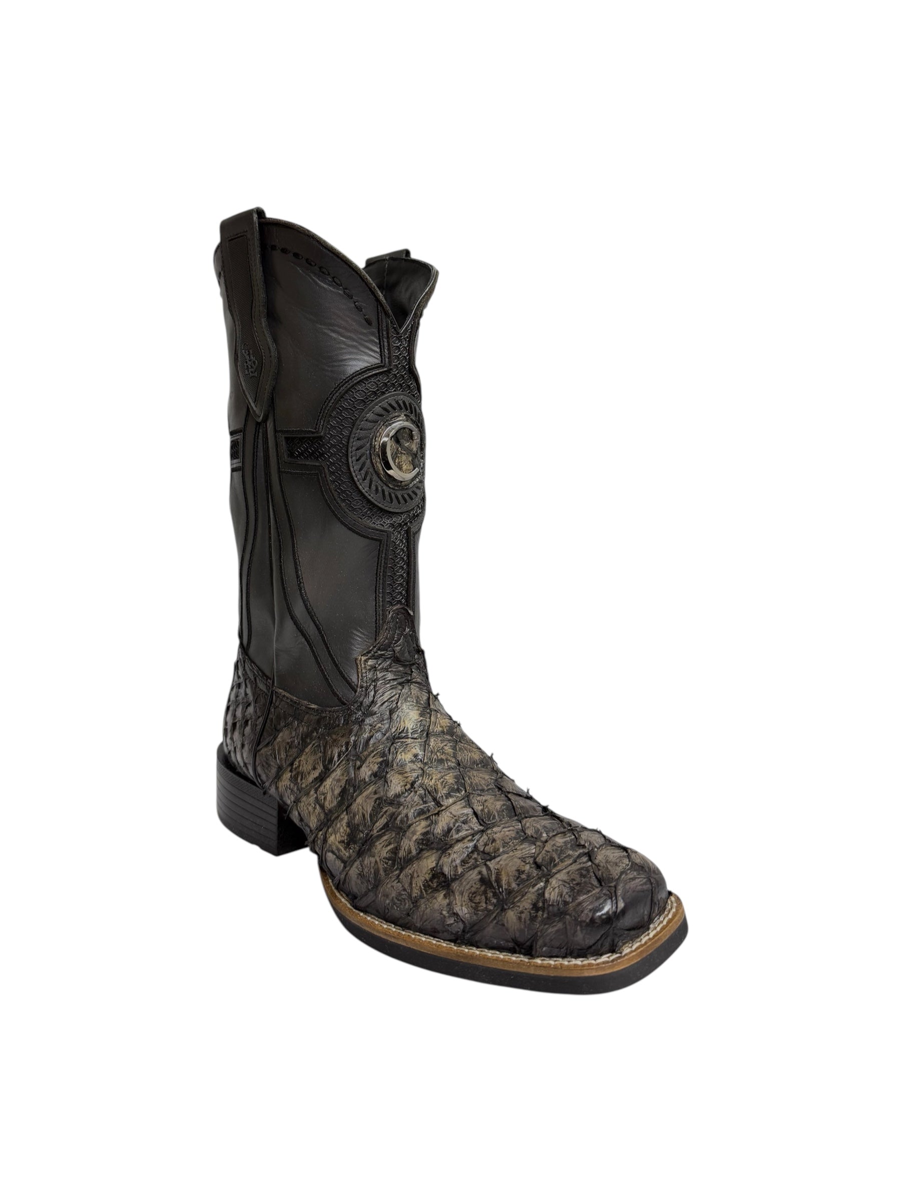 Cuadra FlexRider Pirarucu Black Sand Laser & Embriodery Square Toe - CU979