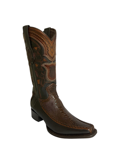 Los Altos Ostrich Leg And Deer Brown European Square Toe - 76F0507