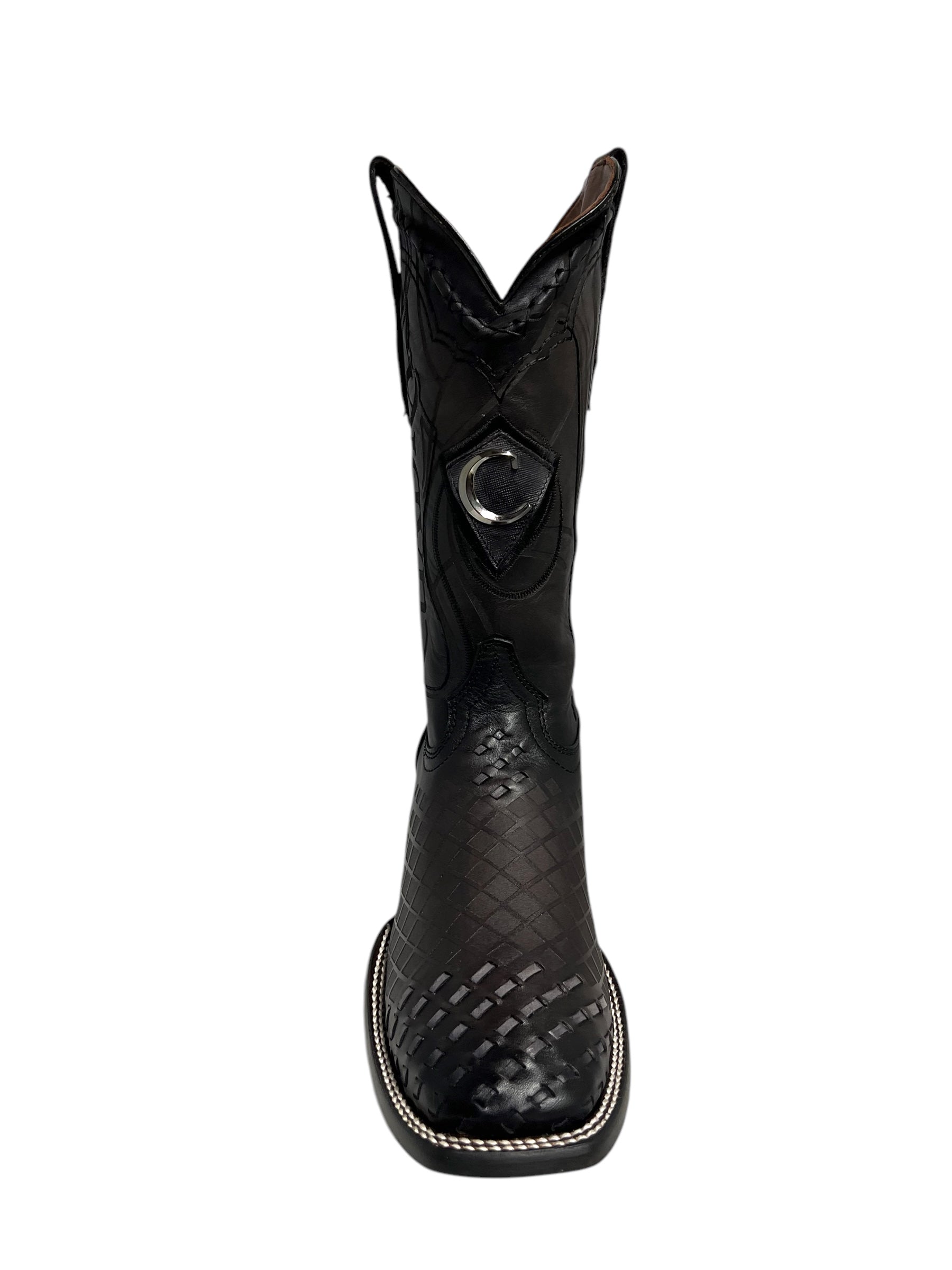 Cuadra Black Laser & Embroidery & Woven Square Toe - CU676