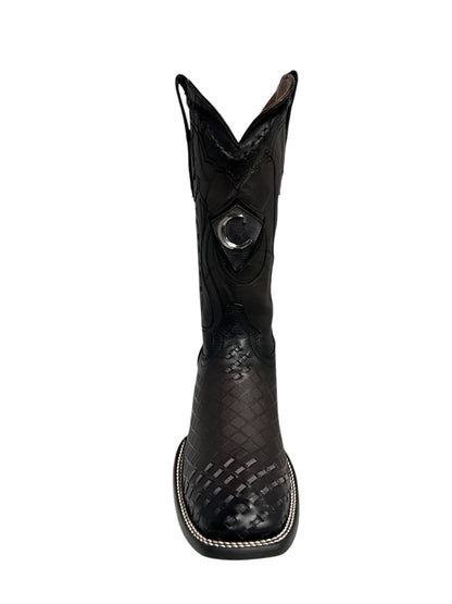 Cuadra Black Laser & Embroidery & Woven Square Toe - CU676