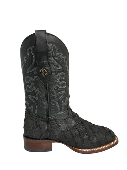 Red Diamond Pirarucu Black Square Toe