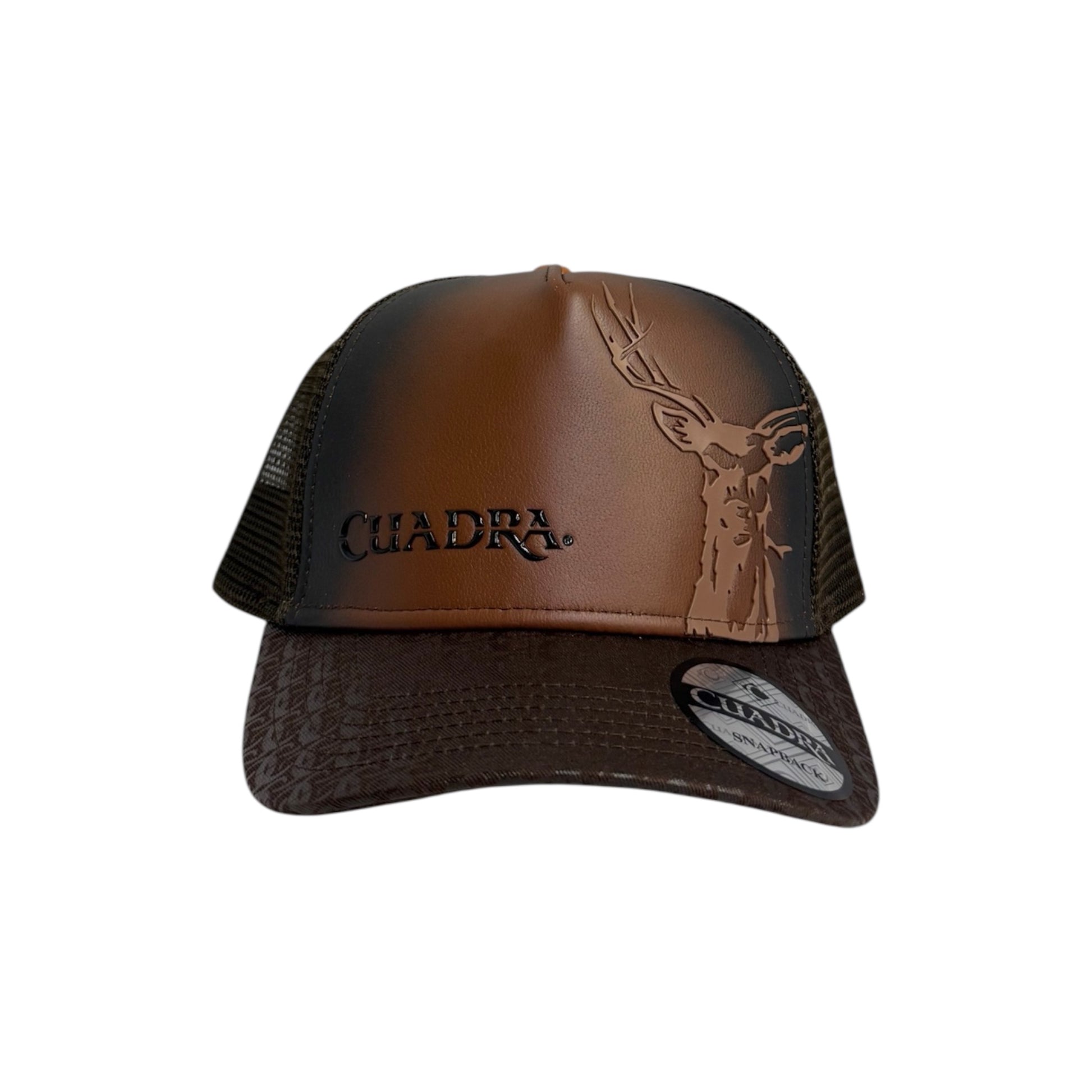 Cuadra Men's Cap Brown Deer Patch Leather Cap - CC122