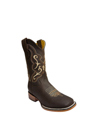 Potrillo Crazy Bovine Brown Square Toe Womens Boot - 422