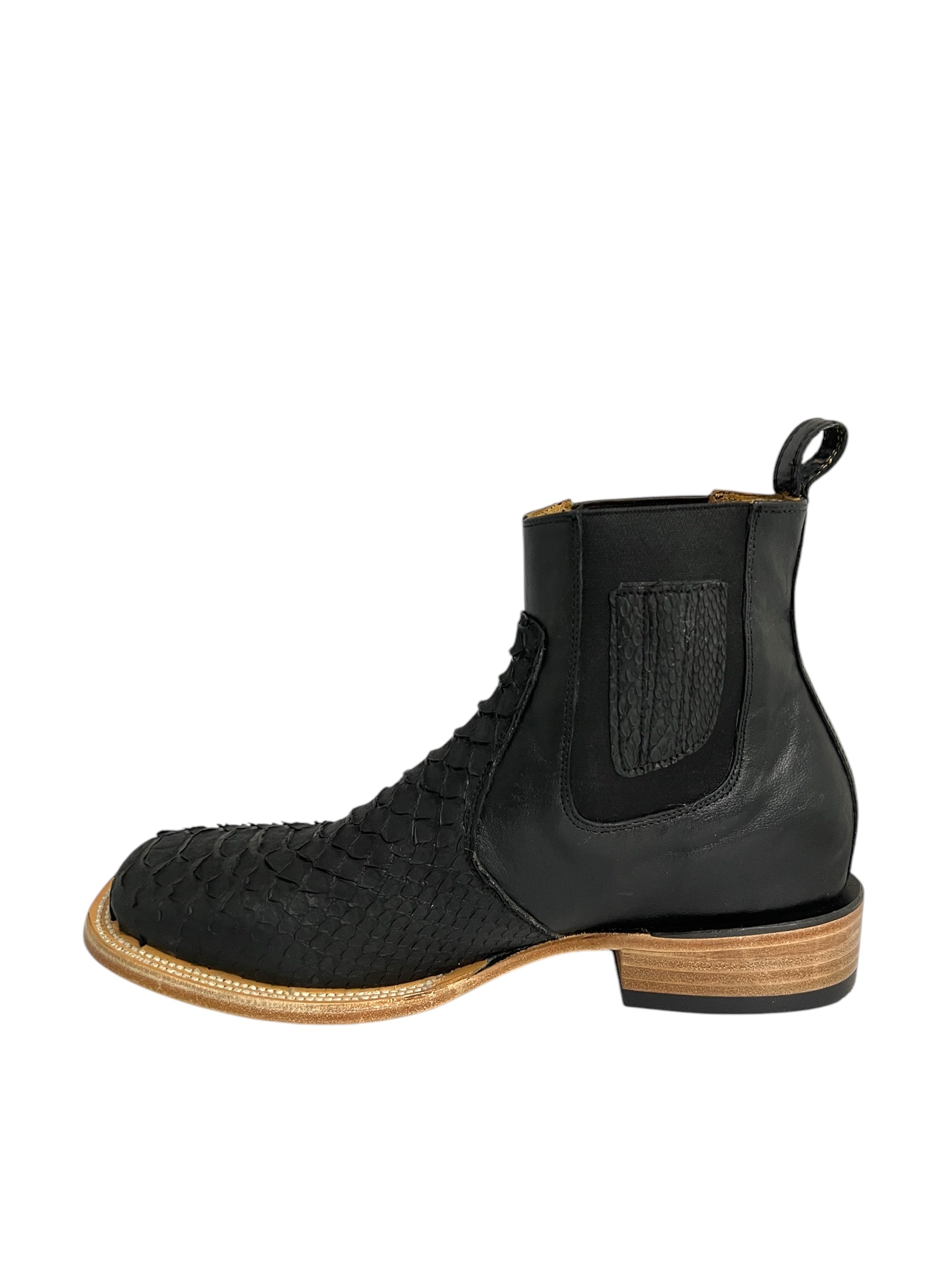 Ranchers Ankle Boot Square Toe Python Black