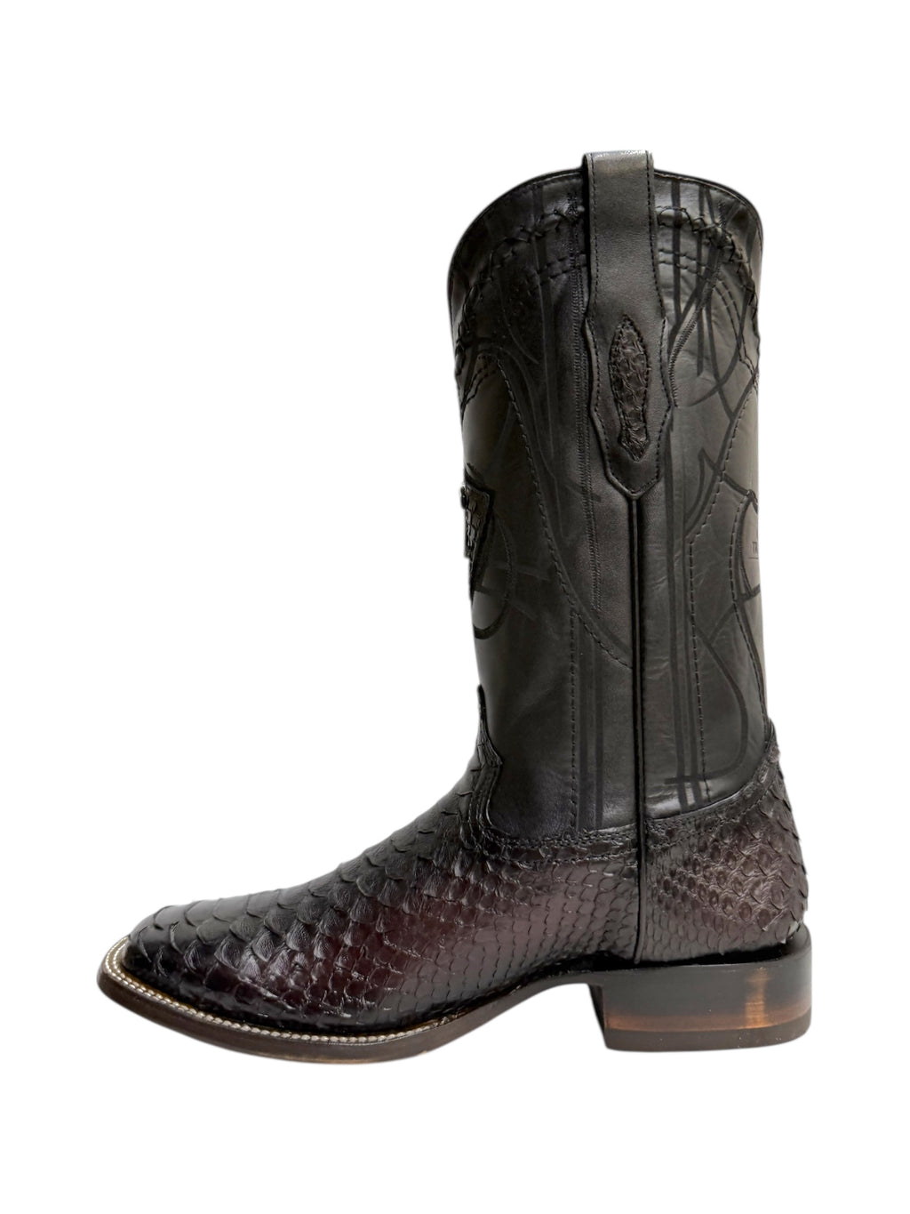 Cuadra Python Lisboa BlackCherry Square Toe Exotic Boot - CU746