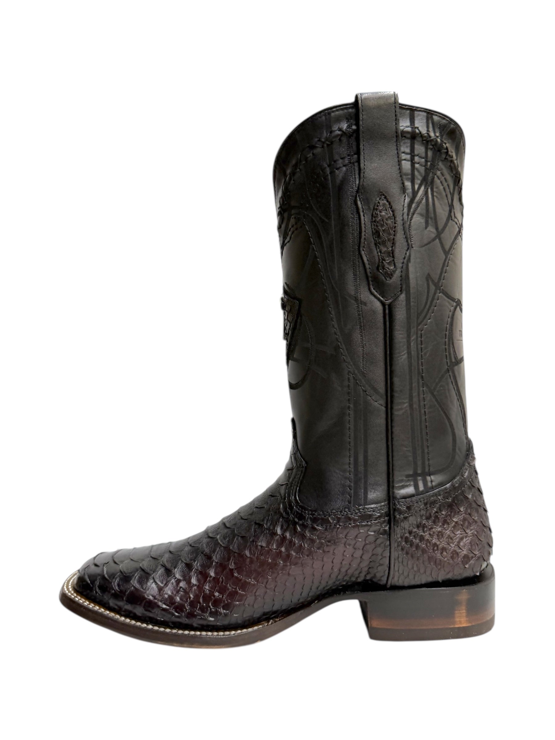 Cuadra Python Lisboa BlackCherry Square Toe Exotic Boot - CU746