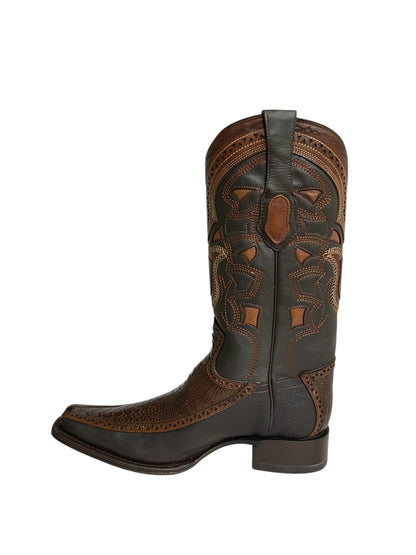 Los Altos Ostrich Leg And Deer Brown European Square Toe - 76F0507