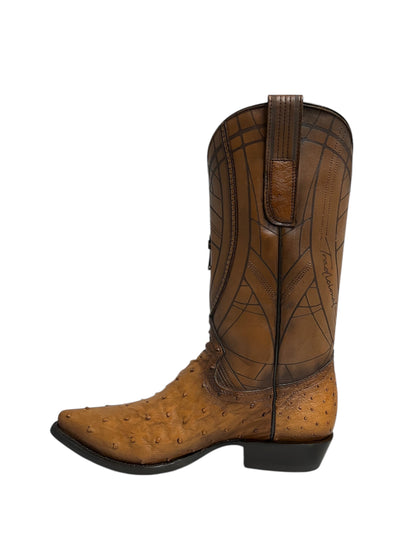 Cuadra Ostrich Moroni Honey Embroidery Snipe Toe - CU711