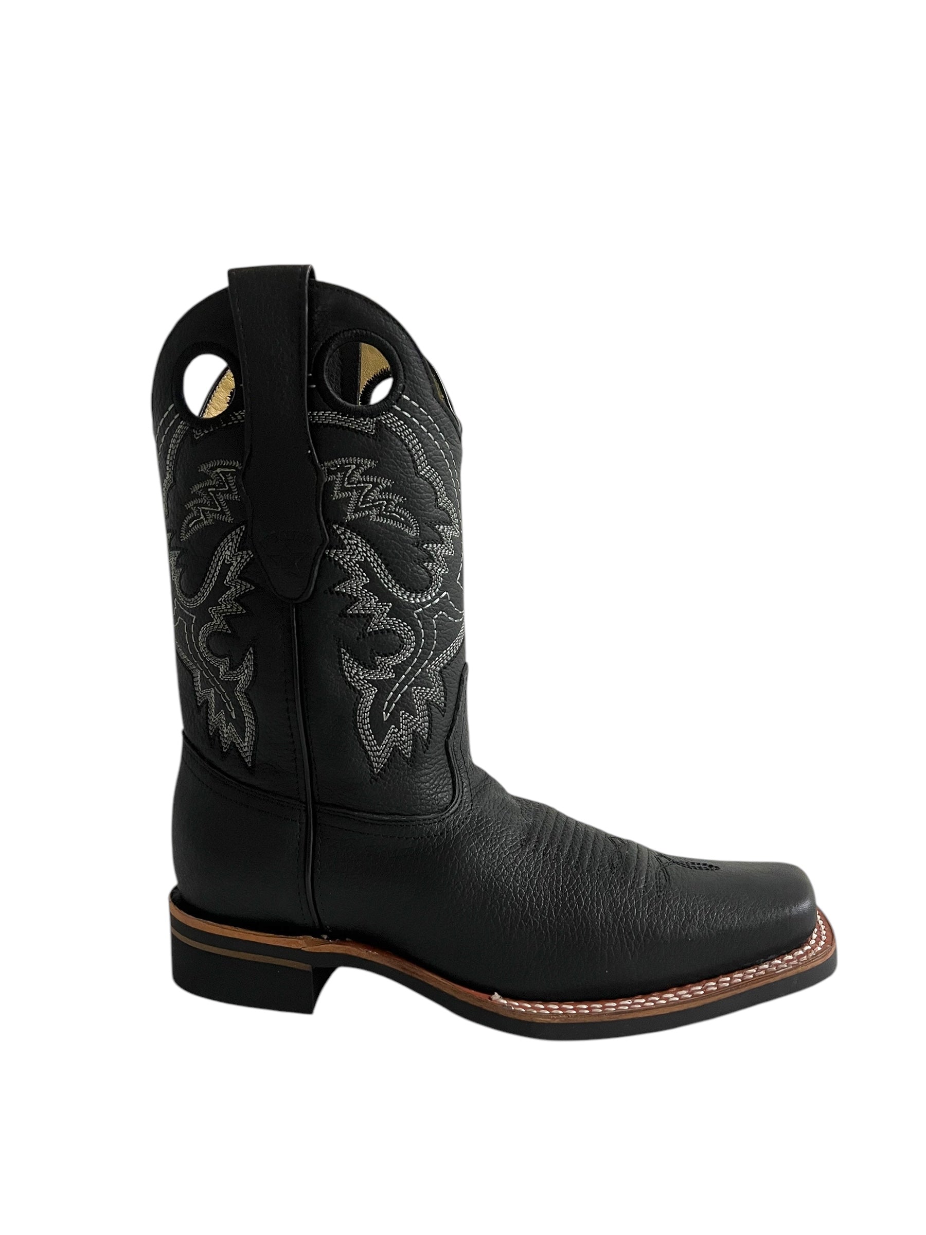 Los Altos Rodeo Square Toe And Rubber Sole Grisly Black - 8132705