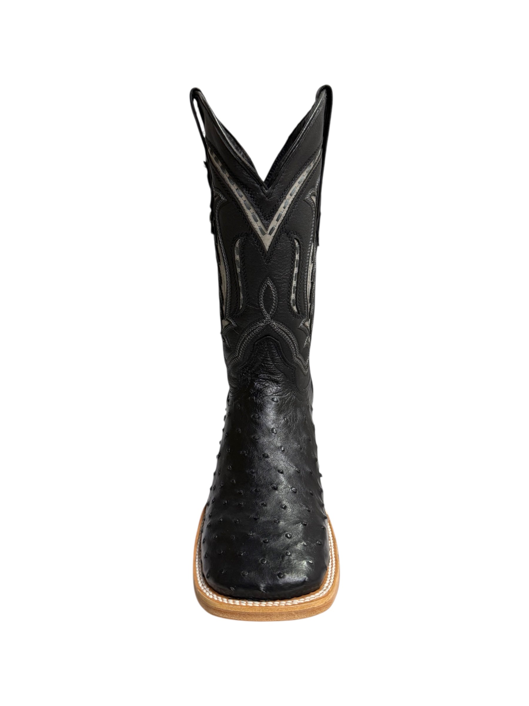 Ranchers Ostrich Black Square Toe Cowboy Boot