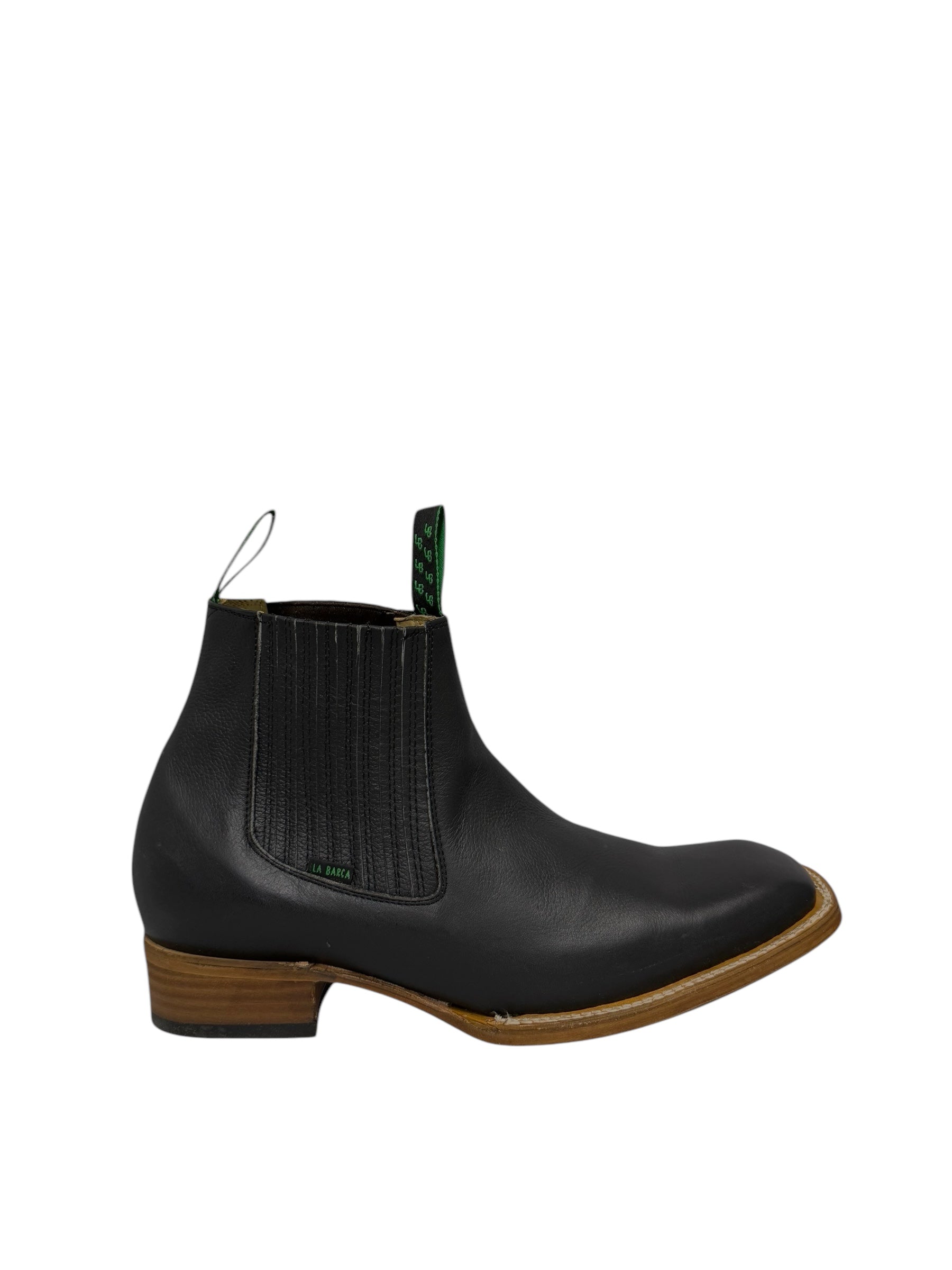 La Barca Square Toe Black Semi-Aniline Leather Ankle Boot - 935