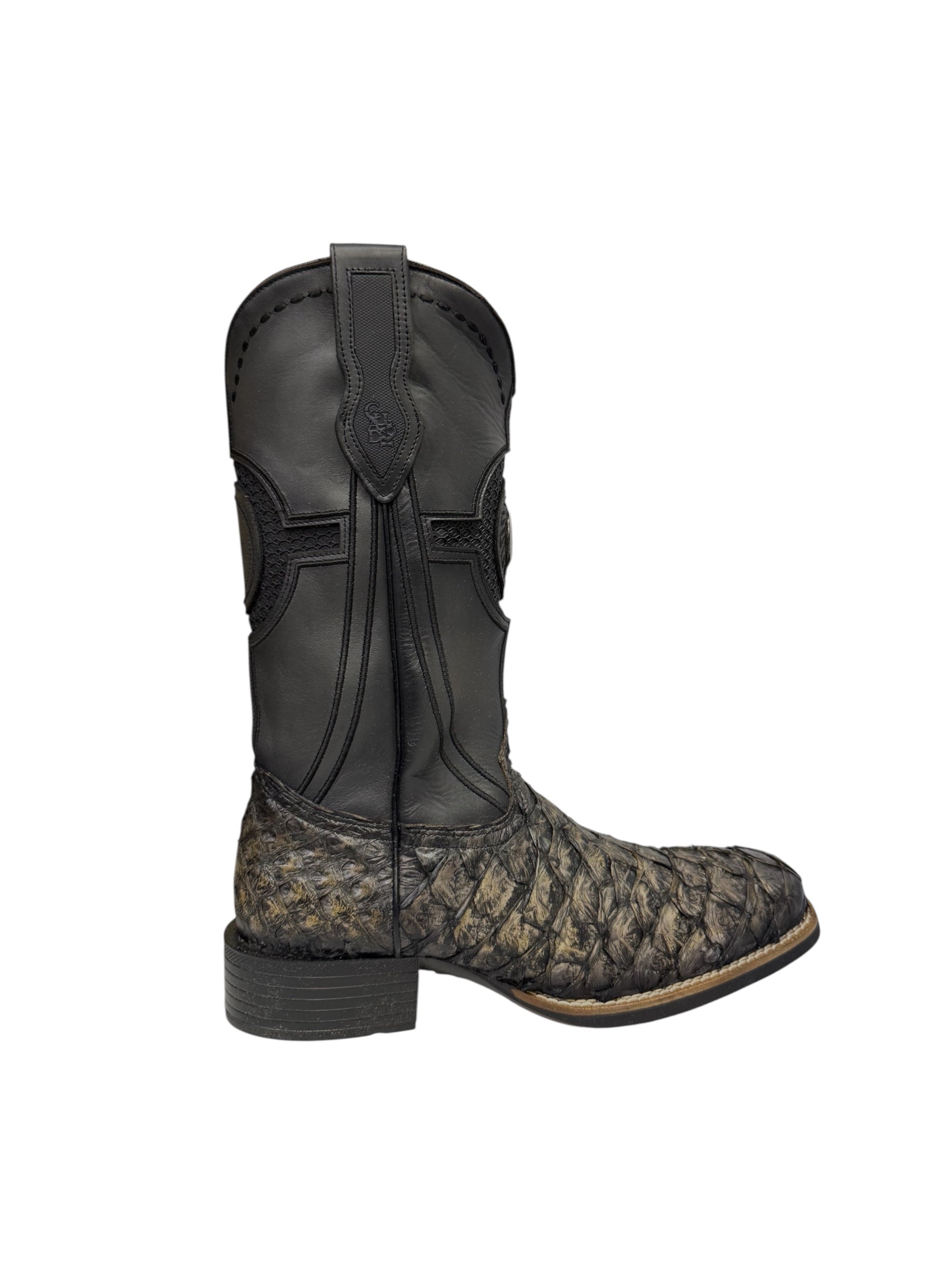 Cuadra FlexRider Pirarucu Black Sand Laser & Embriodery Square Toe - CU979