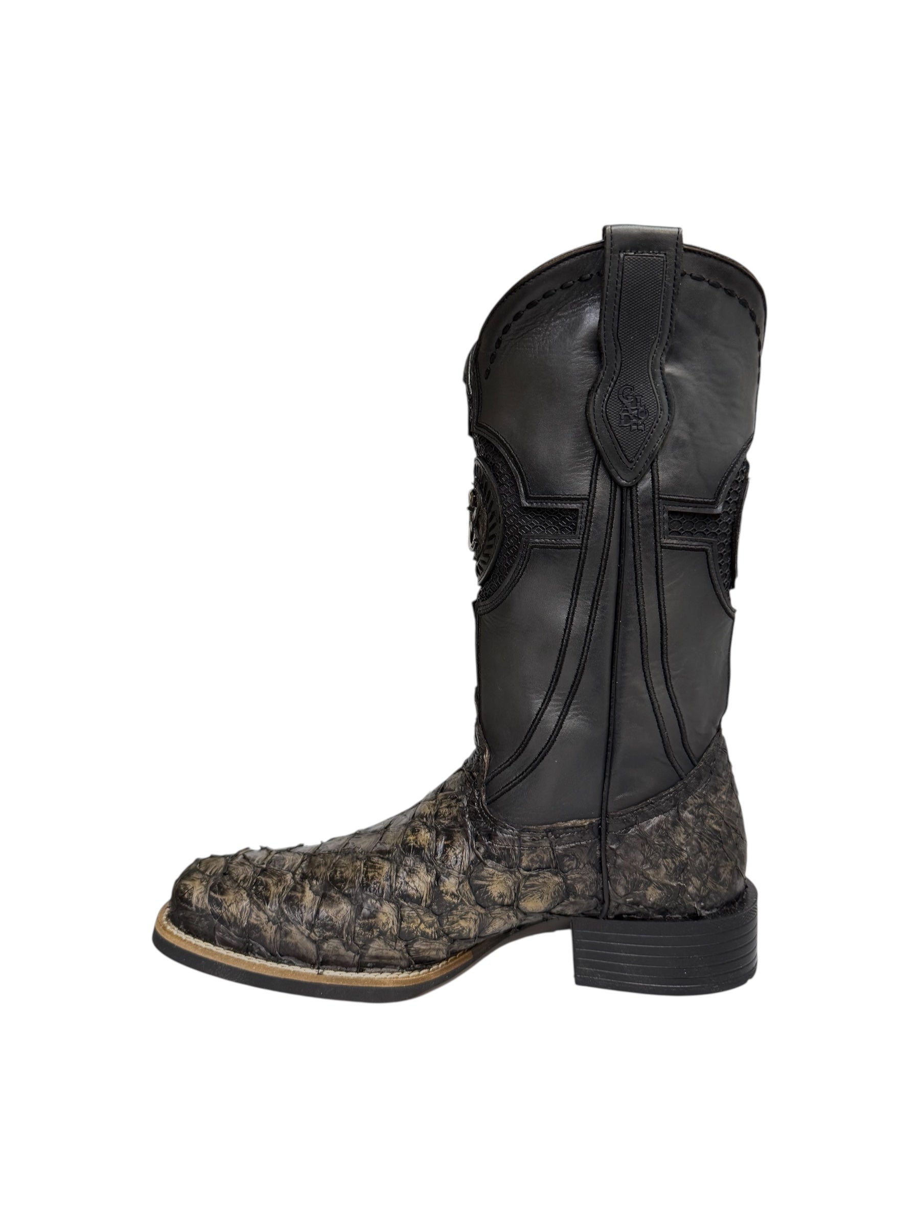 Cuadra FlexRider Pirarucu Black Sand Laser & Embriodery Square Toe - CU979