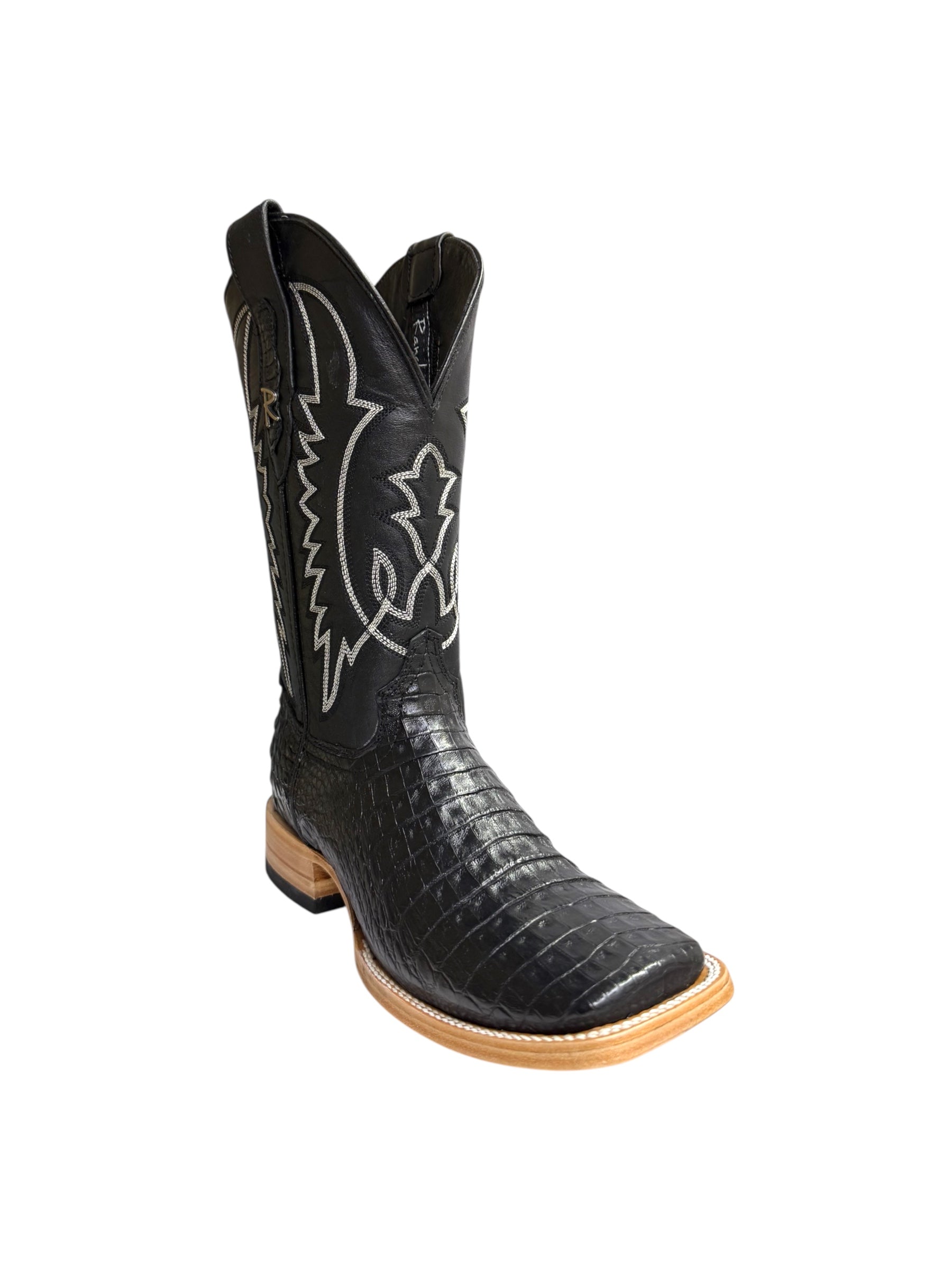 Ranchers Caiman Belly Black Square Toe Cowboy Boot