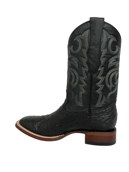 Los Altos Wide Square Toe Ostrich Black - 8220305