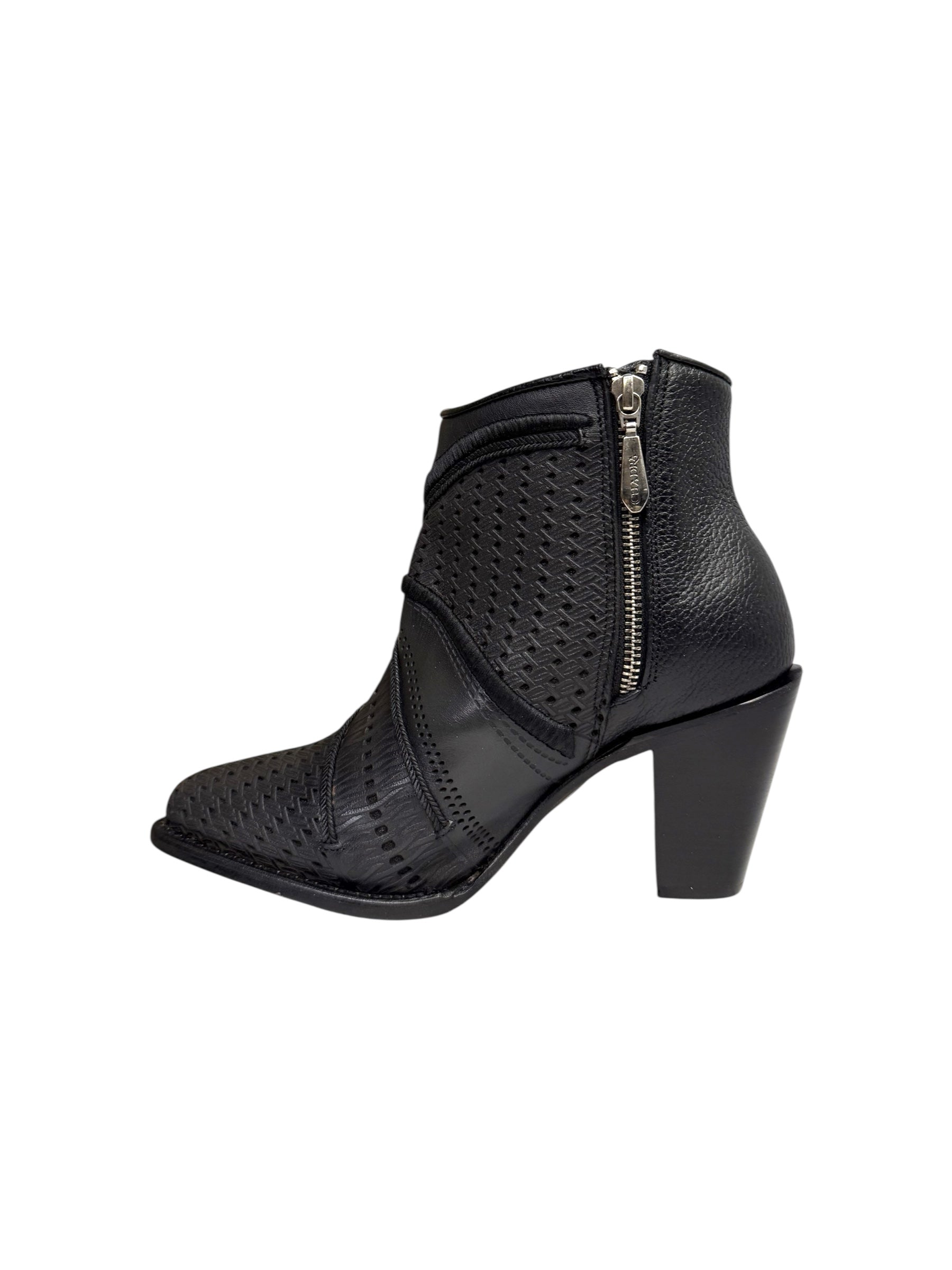 Cuadra Womens Ankle Boot Oxford Laser & Embroidery & Studs & Zipper - CU948