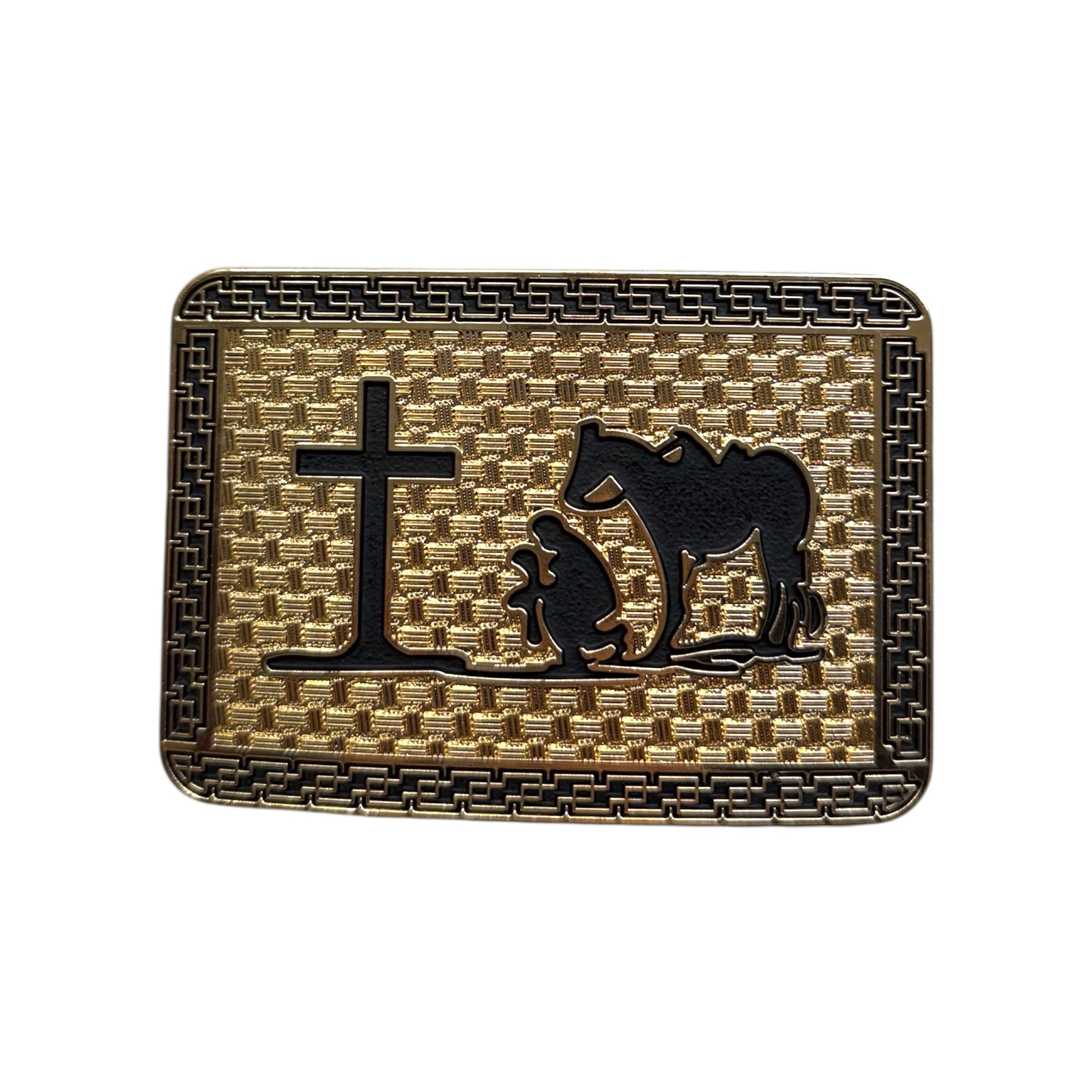 Praying Cowboy With Horse Western Belt Buckle Gold And Black