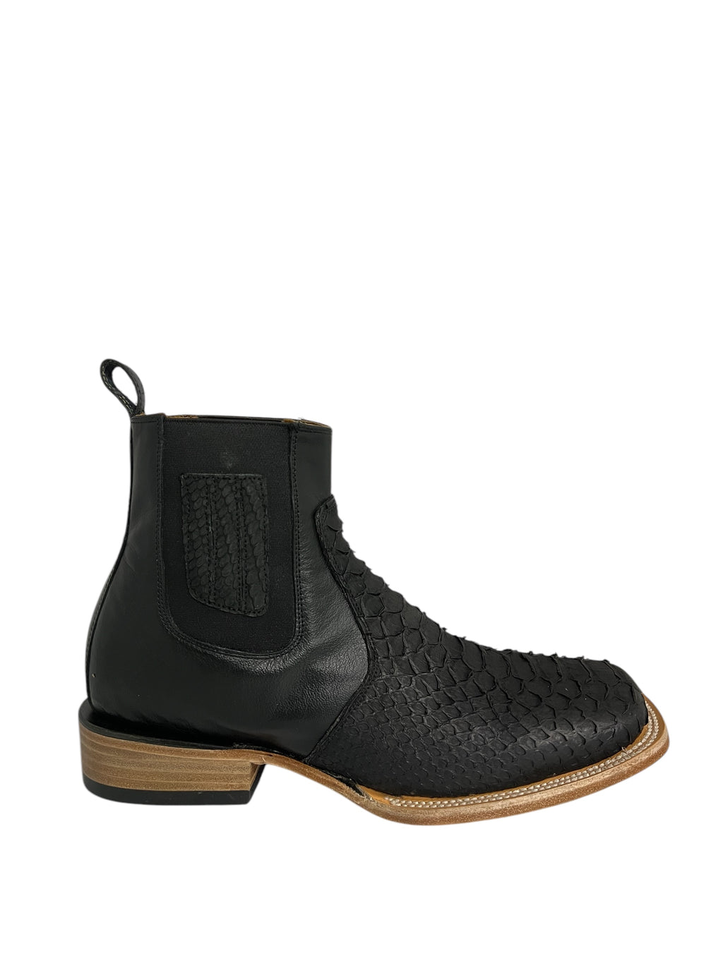Ranchers Ankle Boot Square Toe Python Black