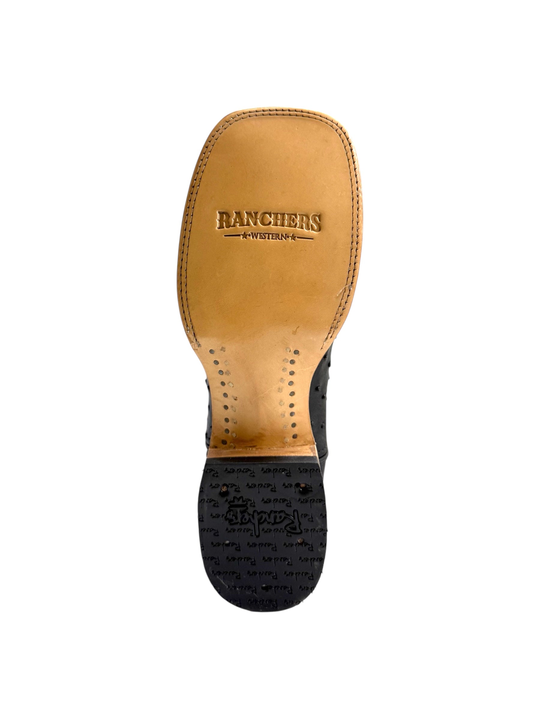Ranchers Ostrich Black Square Toe Cowboy Boot