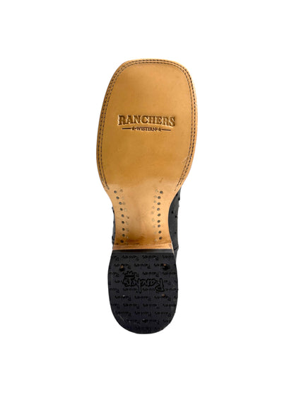 Ranchers Ostrich Black Square Toe Cowboy Boot