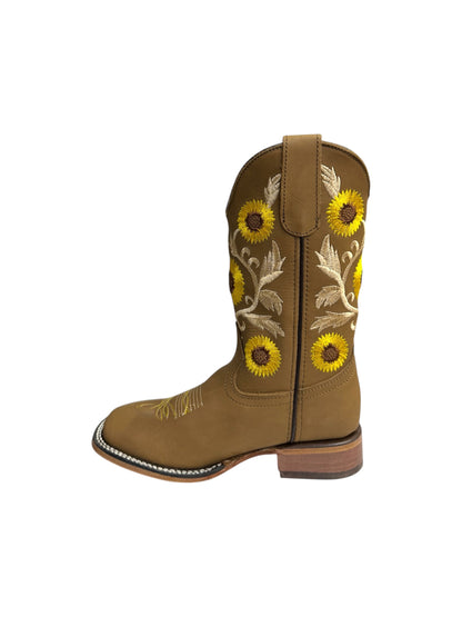 Potrillo Sunflowers Ocre Square Toe Womens Boot - 411
