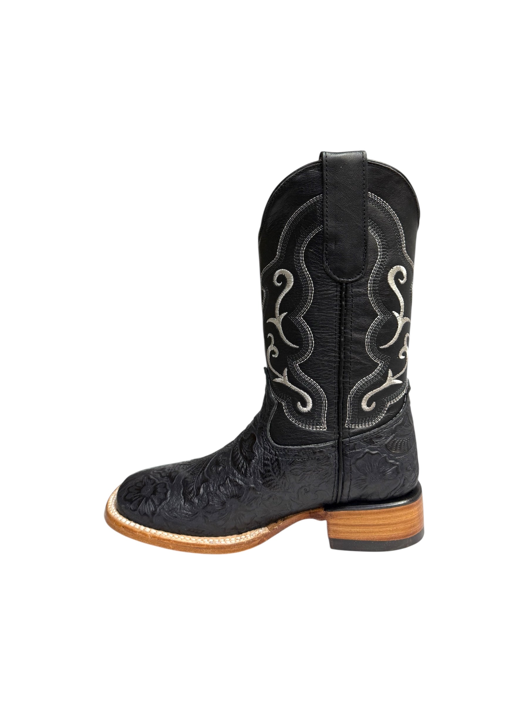 Potrillo Cincelada Black Square Toe Womens Boot - 408