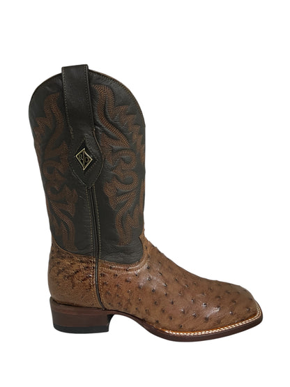 Red Diamond Ostrich Brown Square Toe