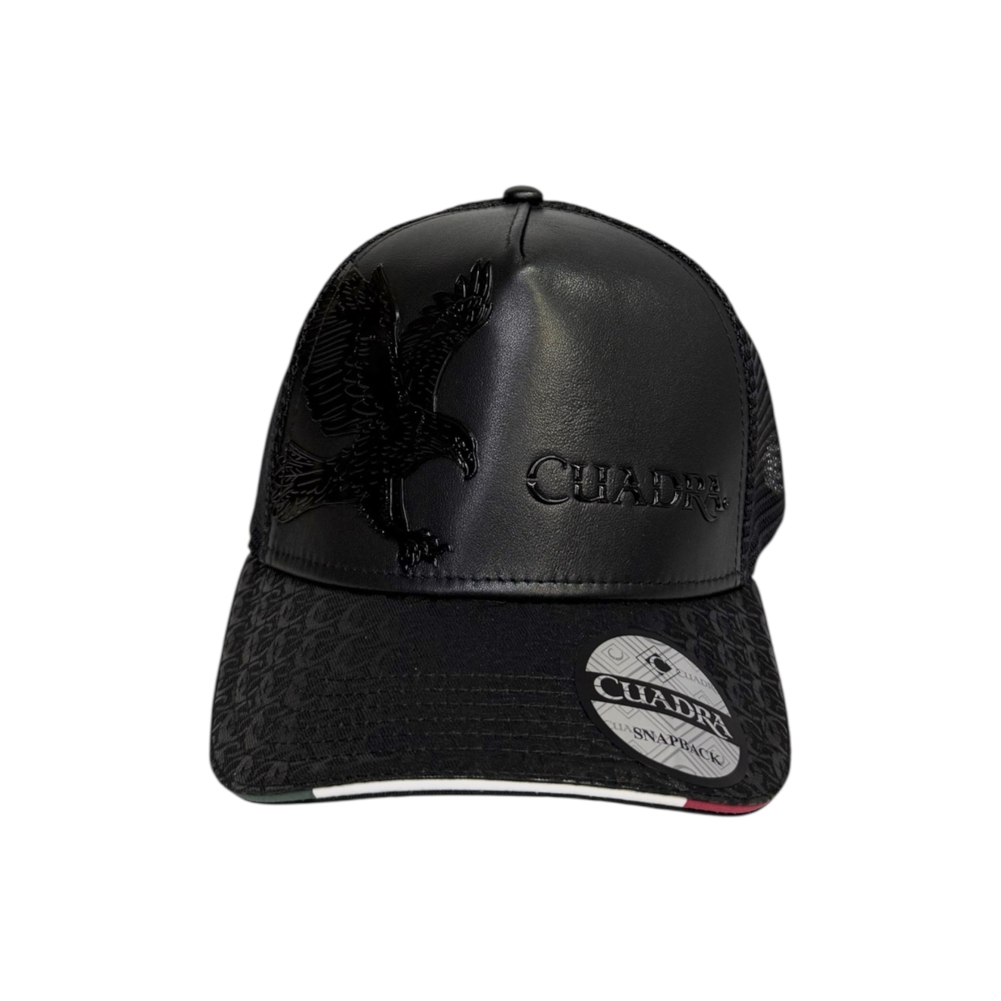 Cuadra Men's Eagle Black Leather Cap - CC123